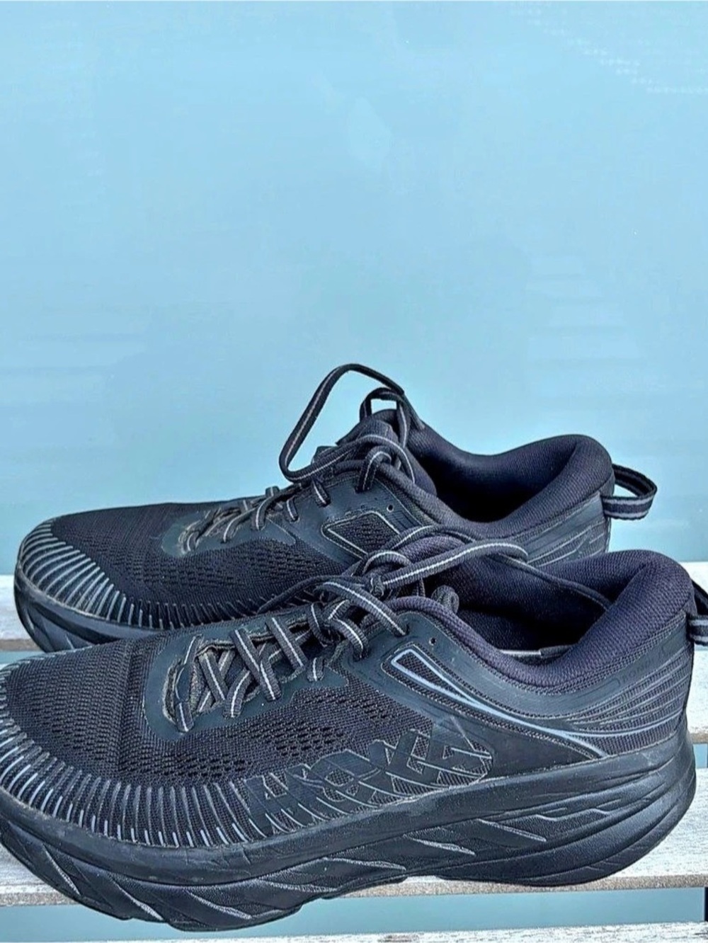 Hoka Bondi 7 Triple Black Mens Running Shoe Size 8